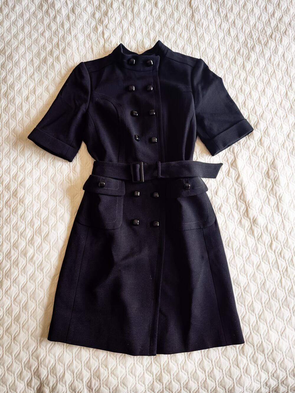 Banana Republic belted shirtdress Dress double-breasted button Black Wool Sz 4